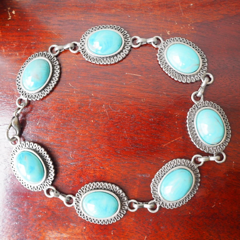 {Vintage} Silver and Turquoise Choker Necklace!